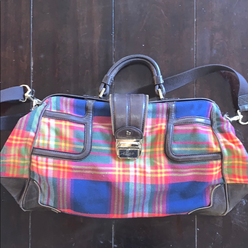L.A.M.B. By Gwen Stefani plaid weekend bag